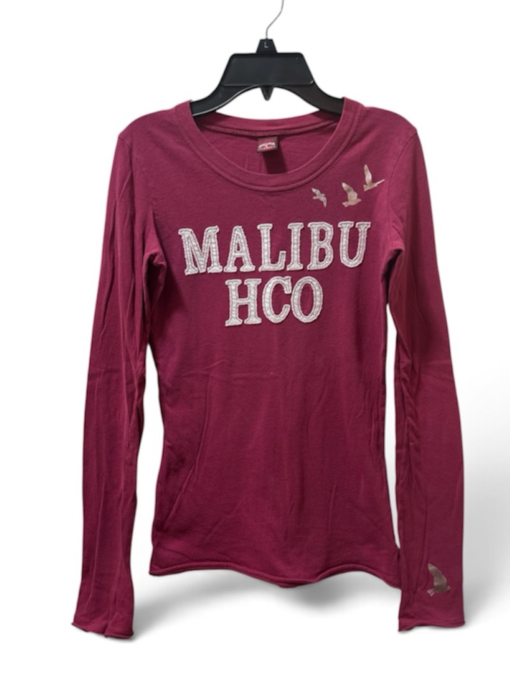 Vintage Y2K Hollister Malibu Graphic Long Sleeve Tee – Burgundy / Maroon Small